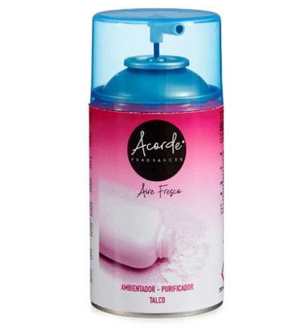 Acorde luchtverfrisser navulling in 250 ml verpakking, geschikt voor huisdecoratie en luchtverfrissers, met talkpoeder geur scent.
