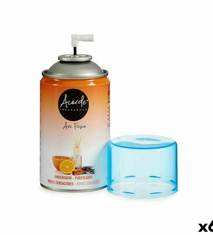 Set of six 250ml Acorde Sensations air freshener refills for home and kitchen decor, featuring fresh and inviting scent icons.