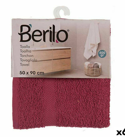 Set of six Berilo kastanjebruin bath towels, 80% cotton and 20% polyester, 50x90 cm for home and bathing use.