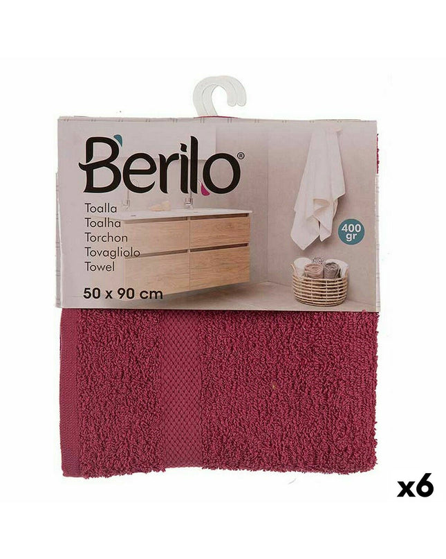 Set of six Berilo kastanjebruin bath towels, 80% cotton and 20% polyester, 50x90 cm for home and bathing use.