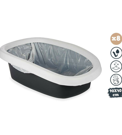 Mascow vuilniszakken voor katten zandbak, wit polyethyleen, 90x40 cm, 8 stuks, geschikt voor dierproducten en kattenbakvulling