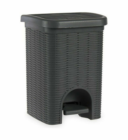 Six Stefanplast Elegance gray plastic pedal bins, 20L capacity, used for home kitchen storage and organization.