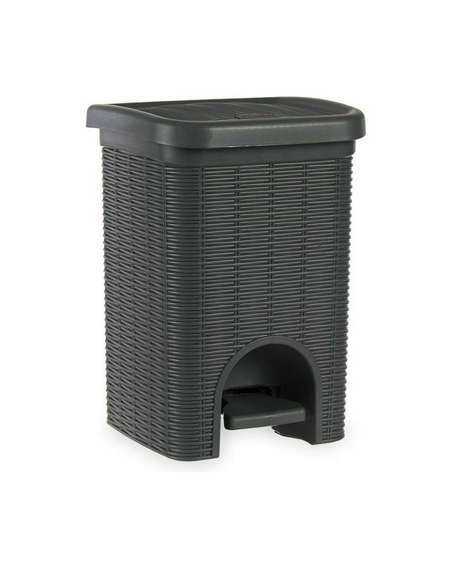 Six Stefanplast Elegance gray plastic pedal bins, 20L capacity, used for home kitchen storage and organization.