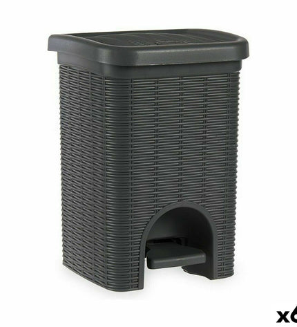 Six Stefanplast Elegance gray 20L plastic pedal bins for home and kitchen storage, featuring durable, easy-to-use pedal operation.