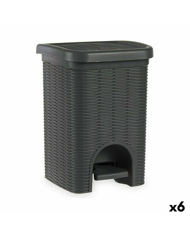 Six Stefanplast Elegance gray 20L plastic pedal bins for home and kitchen storage, featuring durable, easy-to-use pedal operation.