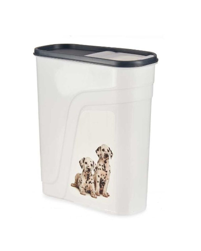Mascow 4L anthracite pet dispenser for cats, shown in a stack of 8 units, designed for easy pet food or water dispensing