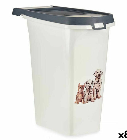 Mascow Antraciet 10L pet food dispenser for cats, shown in dark gray, ideal for household pet feeding, set of 8 units.