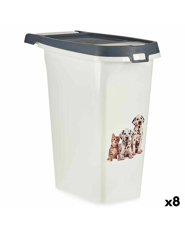 Mascow Antraciet 10L pet food dispenser for cats, shown in dark gray, ideal for household pet feeding, set of 8 units.