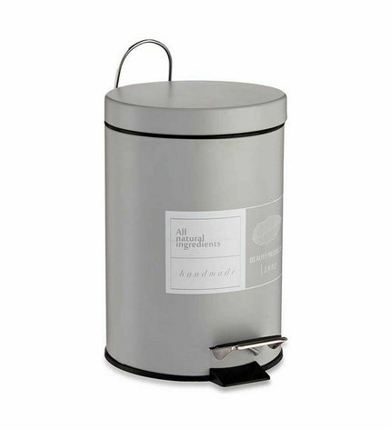 Six Berilo gray plastic 3L pedal waste bins for home and kitchen storage, featuring durable steel foot pedals.