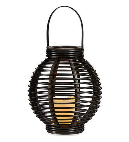 Set of four Ibergarden brown plastic LED lanterns for outdoor garden decoration, measuring 21 x 23.7 x 21 cm.