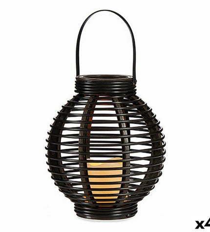 Set of four Ibergarden outdoor plastic LED lanterns in brown, 21x23.7x21 cm, perfect for garden outdoor decoration.