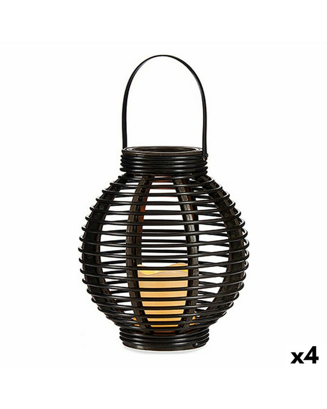Set of four Ibergarden outdoor plastic LED lanterns in brown, 21x23.7x21 cm, perfect for garden outdoor decoration.