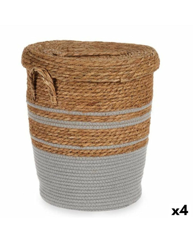 Set of four gray seaweed-themed storage containers by Gift Decor for home organization and kitchen decor.