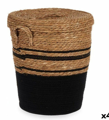 Set of four black Bruin Zeealgen storage containers from Gift Decor, ideal for home organization and kitchen storage.