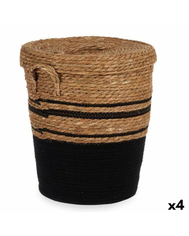 Set of four black Bruin Zeealgen storage containers from Gift Decor, ideal for home organization and kitchen storage.