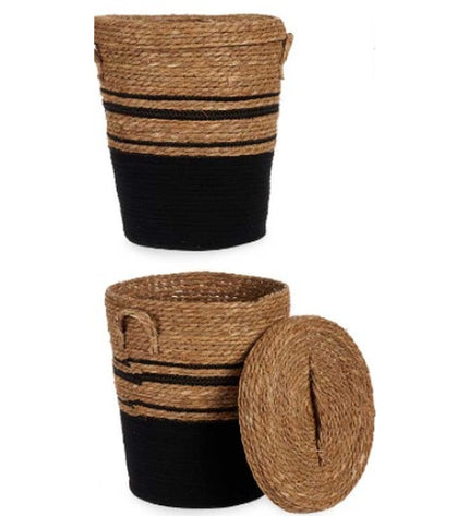 Set of four black Bruin Zeealgen storage containers by Gift Decor for home organization and kitchen storage.