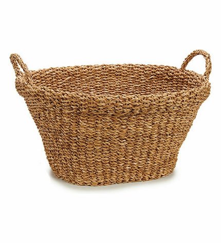 Six Gift Decor Bruin Zeealgen 32 L storage bins with handles, ideal for house and kitchen organization, in a brown color.