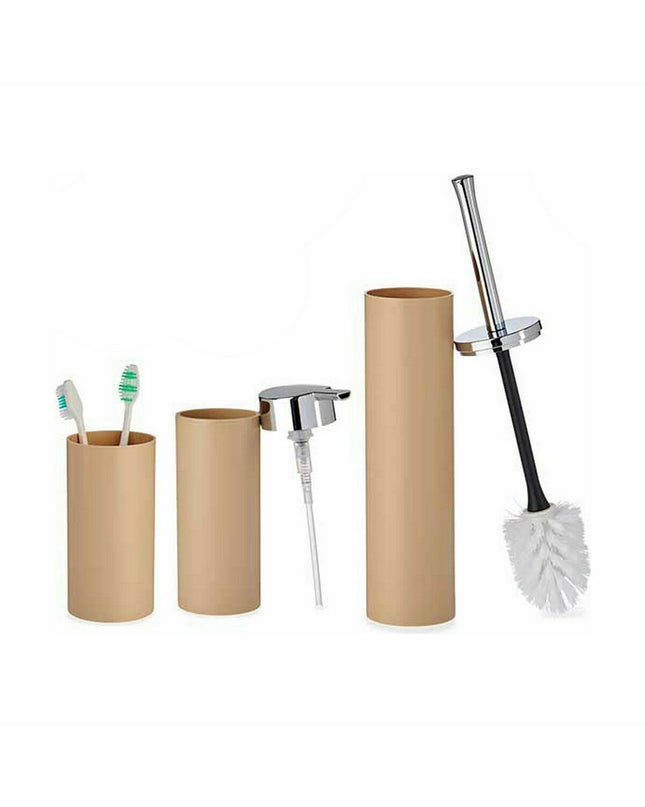 Set of 8 Berilo brown plastic storage boxes for bathroom and kitchen, measuring 16.5 x 8 x 32.5 cm, shown stacked.