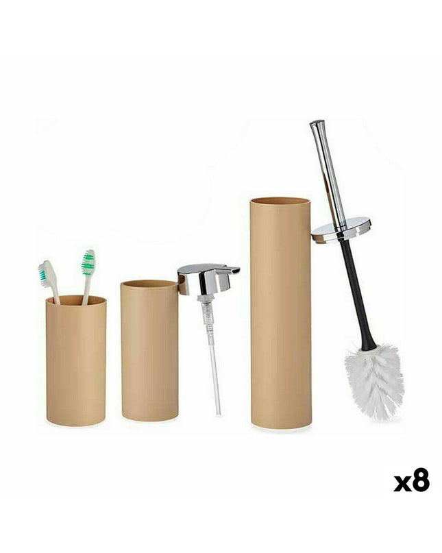 Set of 8 Berilo Bruin plastic storage containers for bathroom and kitchen, measuring 16.5 x 8 x 32.5 cm.