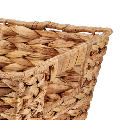Set of 12 Gift Decor metal water hyacinth storage baskets for home organization and kitchen use.