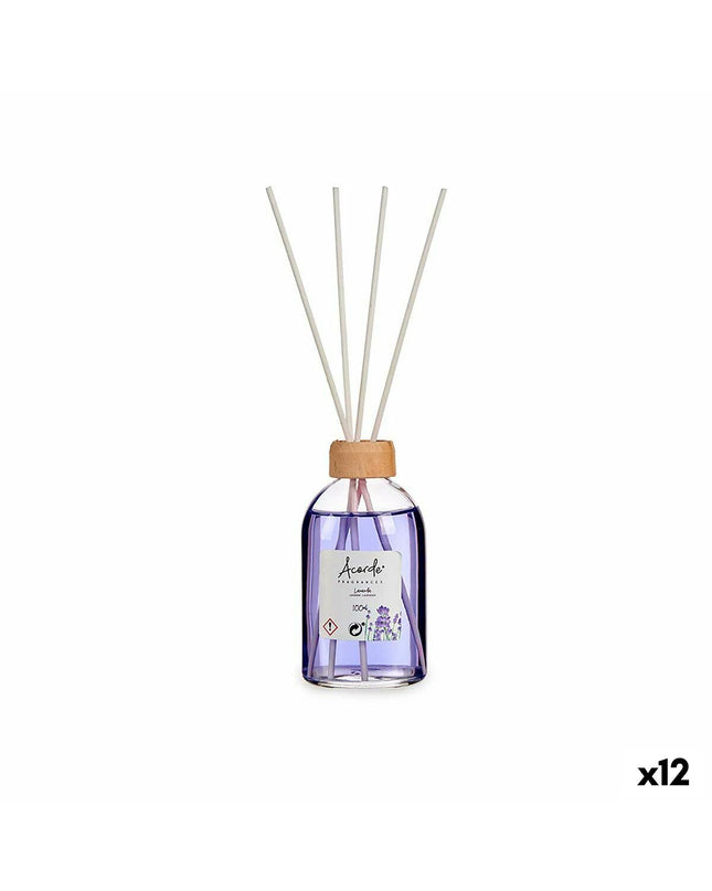 Acorde Parfum Sticks Acorde Lavendel 100 ml with 12 fragrance sticks, suitable for home decor and adding lavender scent to rooms.