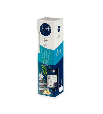 Acorde Acorde Spa parfum sticks in a 100ml decorative container, shown with 12 elegant reed diffusers for home fragrance.