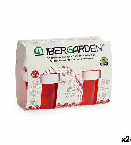 Ibergarden Geranium Gel air freshener set with 24 units, designed for home and kitchen decor, freshening indoor spaces.