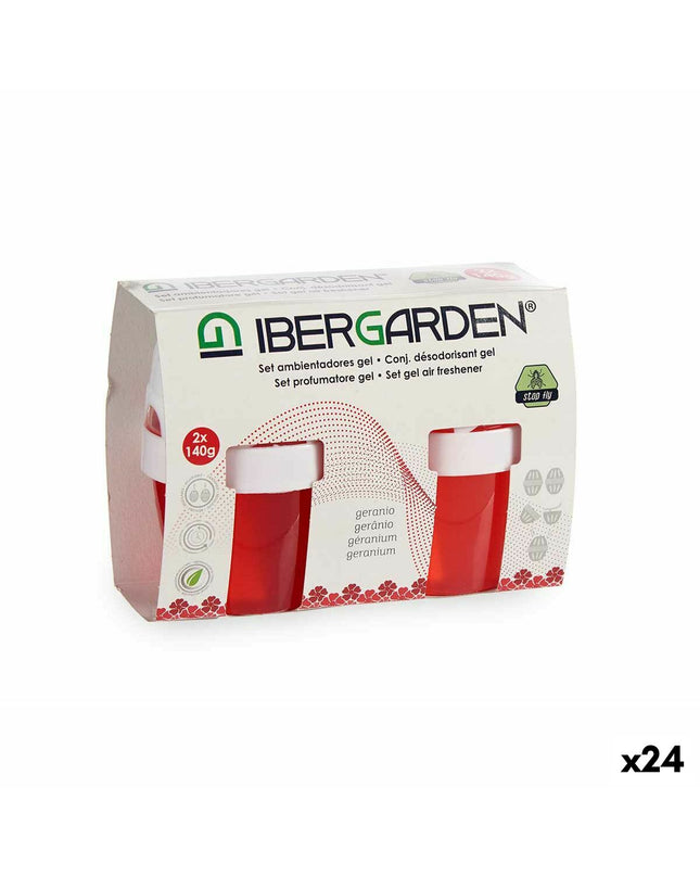 Ibergarden Geranium Gel air freshener set with 24 units, designed for home and kitchen decor, freshening indoor spaces.