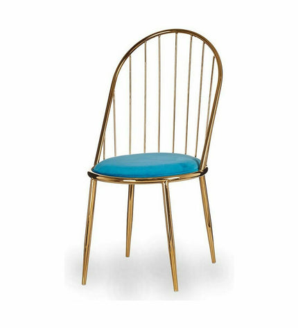 Pair of blue and gold polyester and iron chairs from Gift Decor, measuring 48x95.5x48 cm, suitable for home and kitchen decor.