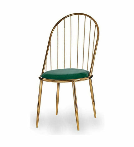 Pair of green and gold polyester and iron chairs from Gift Decor, measuring 48 x 95.5 x 48 cm, suitable for home and dining decor.
