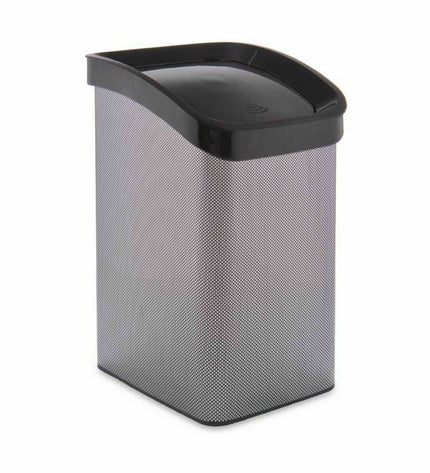 Six dark gray Berilo plastic 12L waste bins with angled design, suitable for home and kitchen storage.