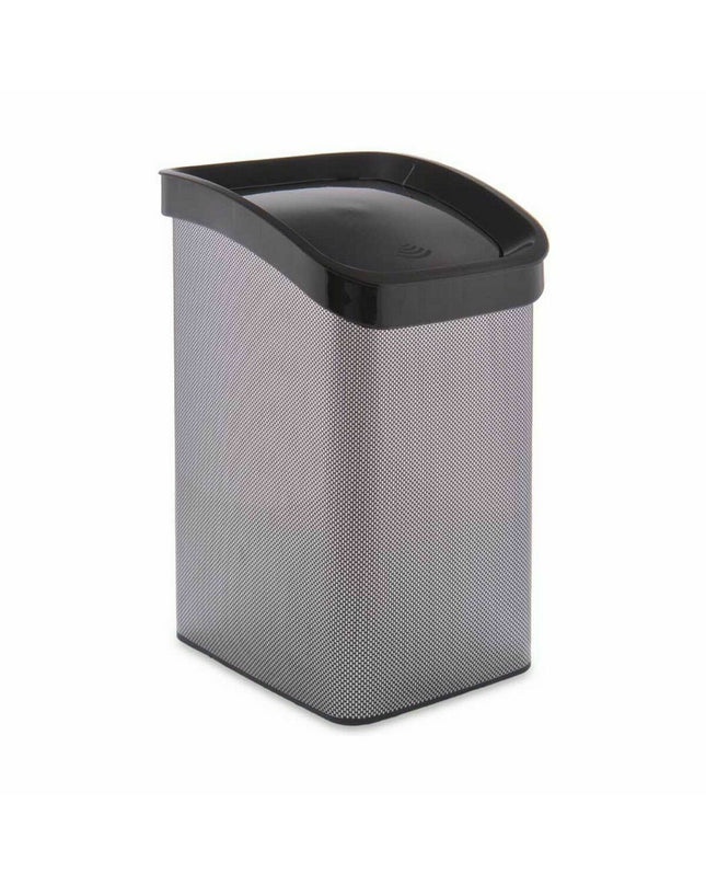 Six dark gray Berilo plastic 12L waste bins with angled design, suitable for home and kitchen storage.