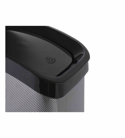 Six dark gray Berilo 12L plastic waste bins with angled lids, ideal for home kitchen storage and organization.