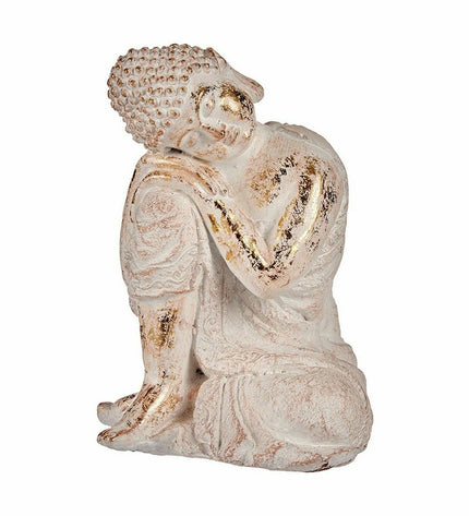 Pair of Ibergarden polyresin Buddha garden figures, outdoor decor, measuring 23x33x26 cm, ideal for outdoor garden decoration.