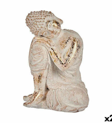 Two Ibergarden polyresin Buddha garden figures, outdoor decor, measuring 23x33x26 cm, suitable for outdoor garden decoration.