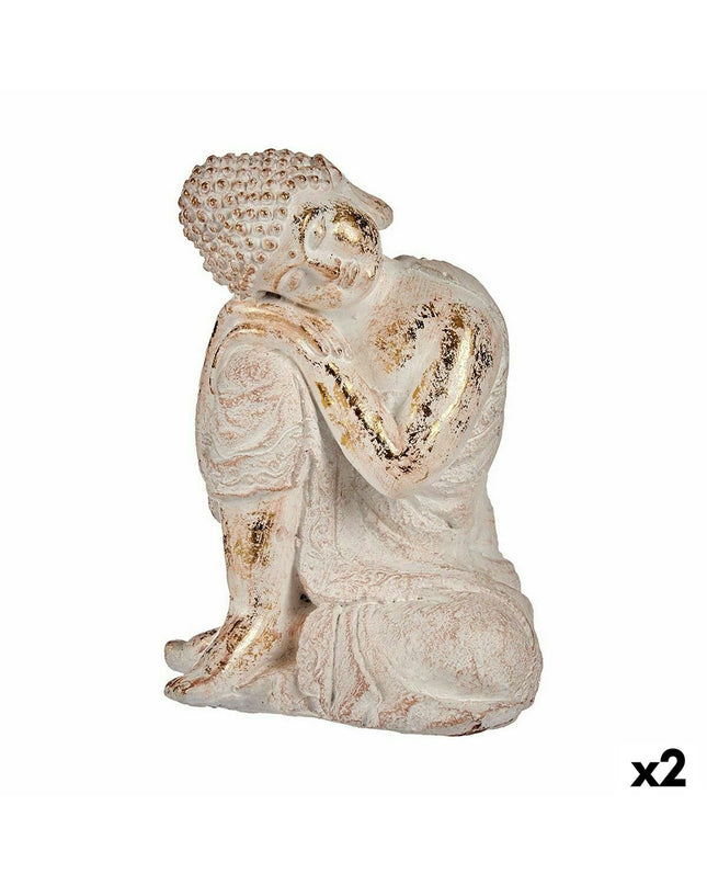 Two Ibergarden polyresin Buddha garden figures, outdoor decor, measuring 23x33x26 cm, suitable for outdoor garden decoration.