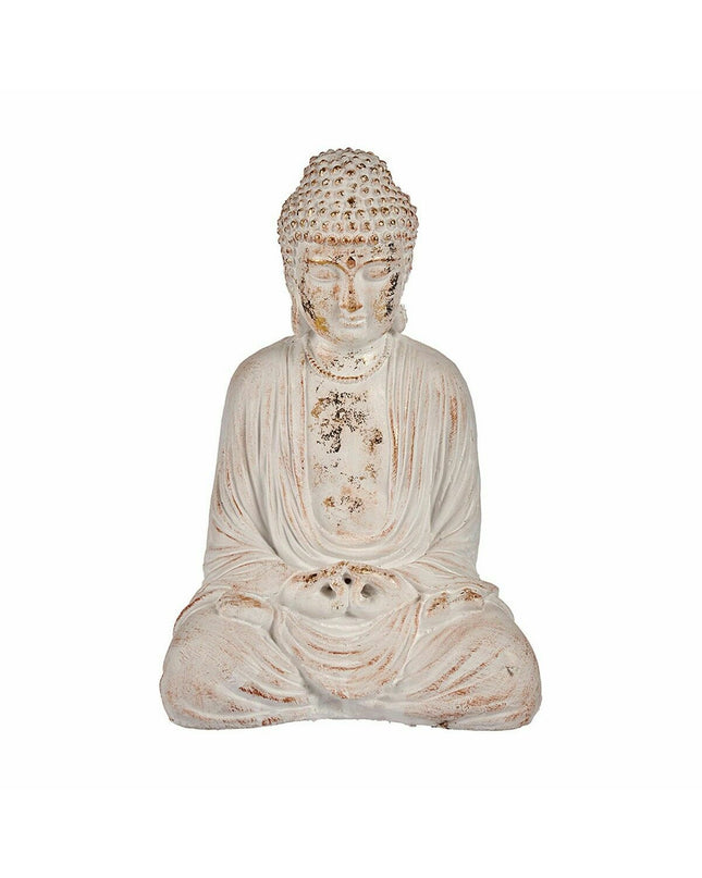Pair of Ibergarden polyresin Buddha garden figures, outdoor decor, measuring 22.5 x 40.5 x 27 cm, suitable for outdoor gardens.