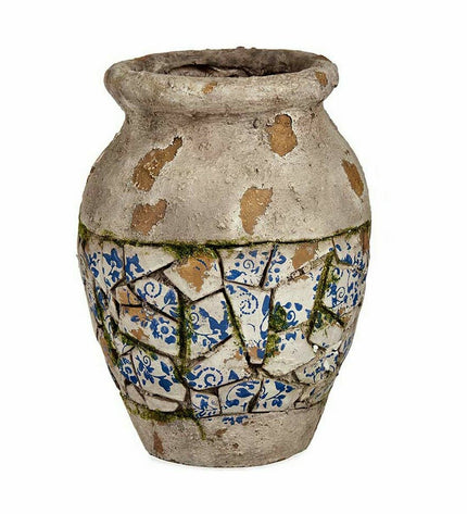 Set of two Ibergarden polyresin garden decorative figures resembling vases, outdoor garden decor, 25x32.5x25 cm.