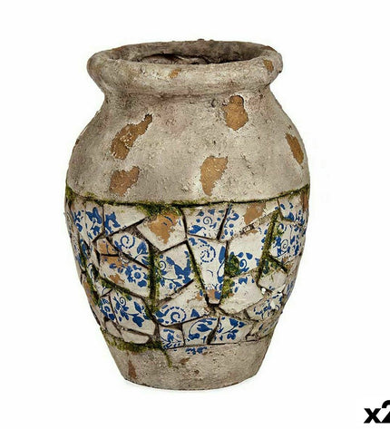 Set of two Ibergarden polyresin outdoor garden figures with decorative vases, measuring 25x32.5x25 cm, for garden decoration.