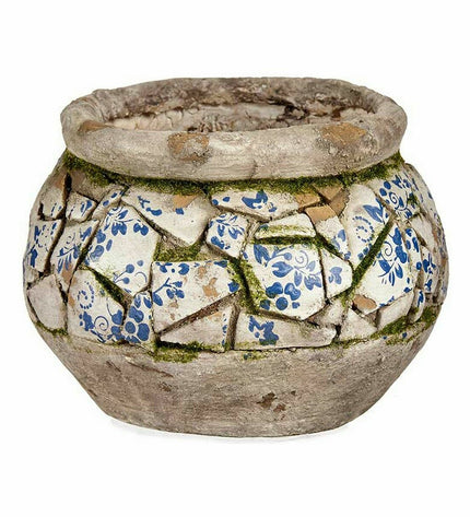Set of two Ibergarden polyresin garden decorative figures shaped like vases, outdoor garden decor, 28 x 19.5 x 28 cm each.