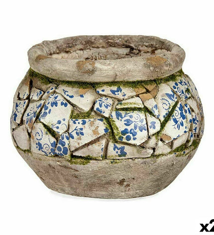 Pair of Ibergarden polyresin garden statues with vases, outdoor decoration for garden, measuring 28x19.5x28 cm, set of two.