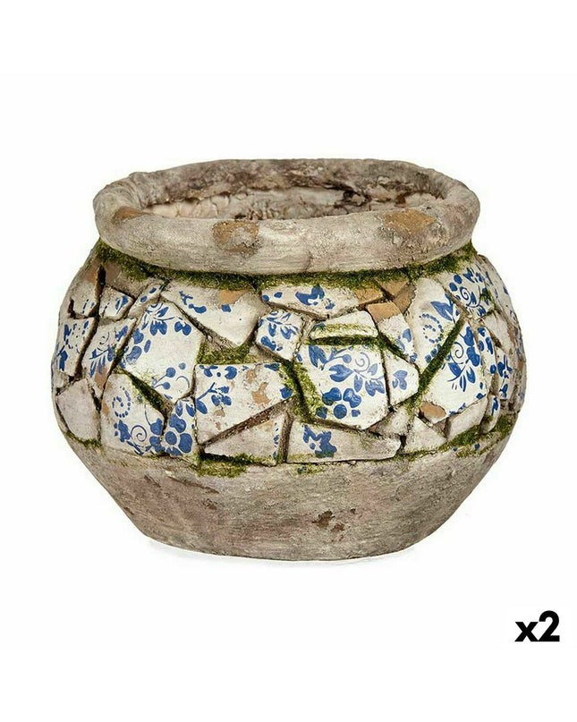 Pair of Ibergarden polyresin garden statues with vases, outdoor decoration for garden, measuring 28x19.5x28 cm, set of two.