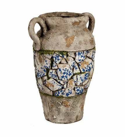 Set of two Ibergarden polyresin garden decorative figures with vases, outdoor decor for garden or patio, measuring 21x34.5x28 cm.