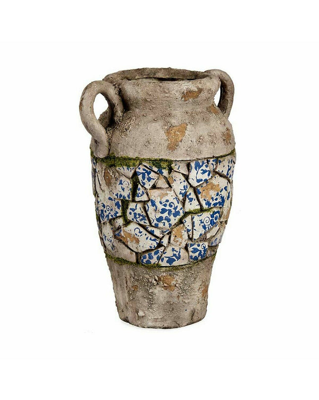 Set of two Ibergarden polyresin garden decorative figures with vases, outdoor decor for garden or patio, measuring 21x34.5x28 cm.