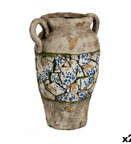 Two Ibergarden decorative garden figures made of polyresin, each resembling a vase, measuring 21x34.5x28 cm for outdoor decor