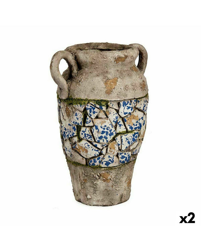 Two Ibergarden decorative garden figures made of polyresin, each resembling a vase, measuring 21x34.5x28 cm for outdoor decor