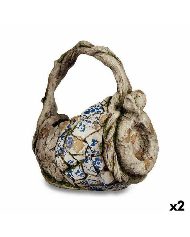 Two Ibergarden polyresin garden decorative figures resembling outdoor vases, measuring 23.5x35x31 cm, for garden decor.