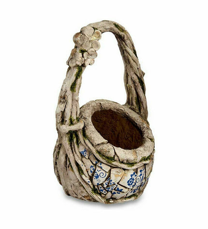 Pair of Ibergarden outdoor garden decor figures with polyresin vases, 25.5 x 44 x 27.5 cm, suitable for outdoor decoration.