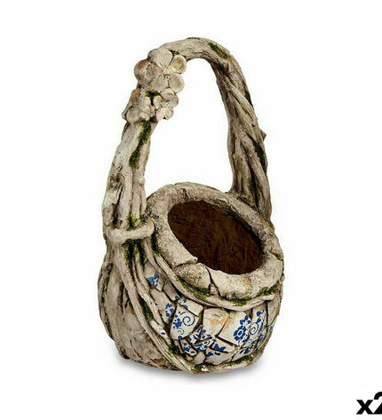 Set of two Ibergarden polyresin garden decorative figures with vases, measuring 25.5 x 44 x 27.5 cm, for outdoor garden decor.