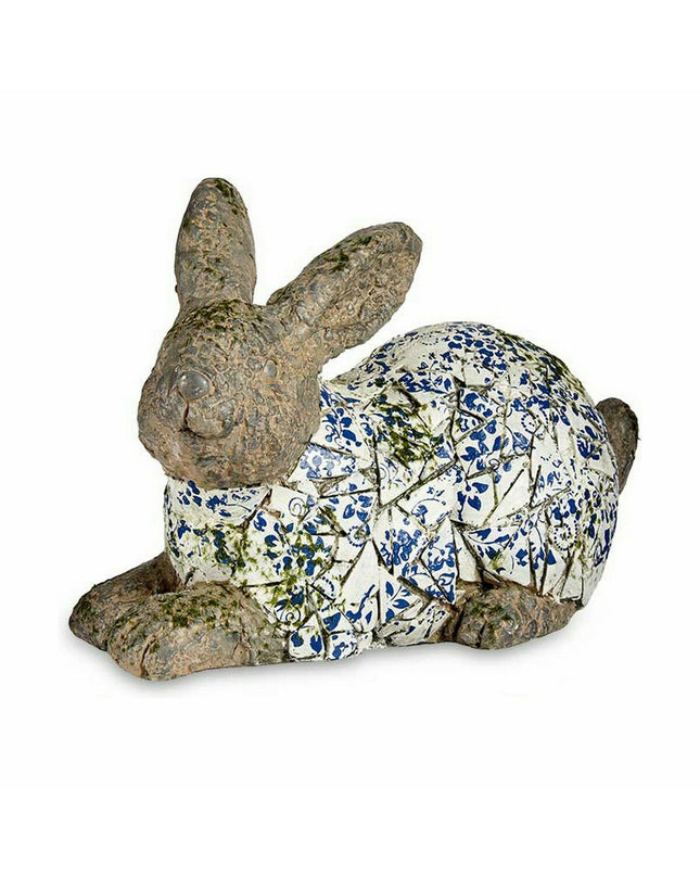 Pair of Ibergarden polyresin garden rabbit statues, outdoor decorative figures measuring 20x29x40.5 cm, suitable for garden decor.